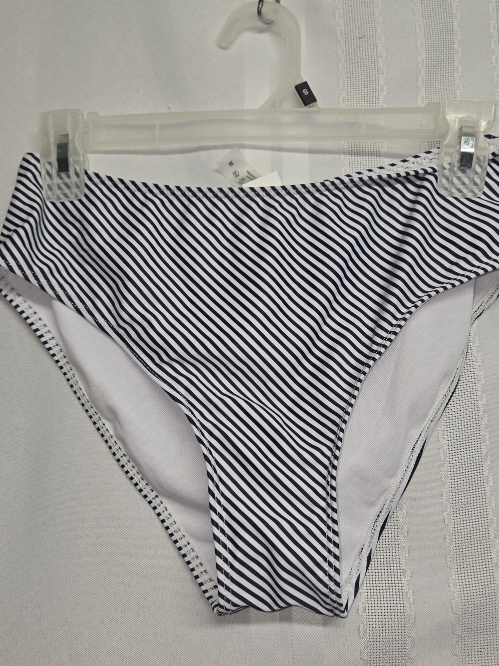 Men's Navy & White Striped Swim Briefs Size M